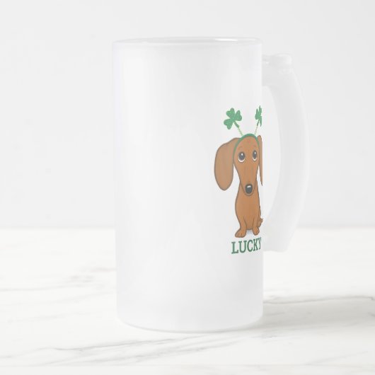 Funny Saint Patrick's Day Hund Kleeblatts Custom Mattglas Bierglas (VorderseiteRechts)