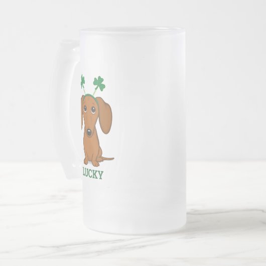 Funny Saint Patrick's Day Hund Kleeblatts Custom Mattglas Bierglas (Vorderseite Links)
