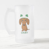 Funny Saint Patrick's Day Hund Kleeblatts Custom Mattglas Bierglas (Links)