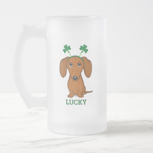 Funny Saint Patrick's Day Hund Kleeblatts Custom Mattglas Bierglas (Links)