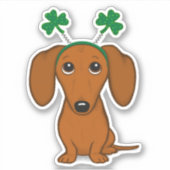 Funny Saint Patrick's Day Hunde Dackel Kleeblatts Aufkleber (Vorderseite)