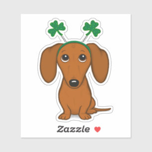 Funny Saint Patrick's Day Hunde Dackel Kleeblatts Aufkleber