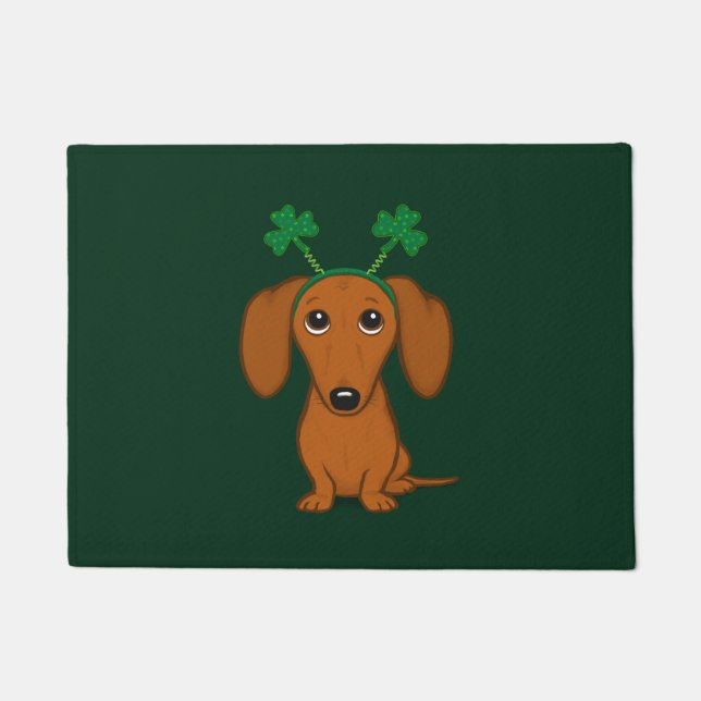 Funny Saint Patrick's Day Hunde Dackel Kleeblatts Fußmatte (Vorderseite)