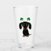 Funny Saint Patrick's Day Hunde Dackel Kleeblatts Glas (Vorderseite)