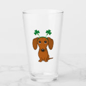 Funny Saint Patrick's Day Hunde Dackel Kleeblatts Glas (Vorderseite)