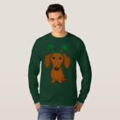 Funny Saint Patrick's Day Hunde Dackel Kleeblatts T-Shirt (Vorne ganz)
