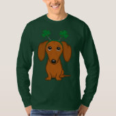 Funny Saint Patrick's Day Hunde Dackel Kleeblatts T-Shirt (Vorderseite)