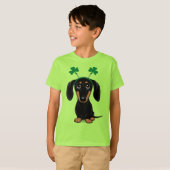 Funny Saint Patrick's Day Hunde Dackel Kleeblatts T-Shirt (Vorne ganz)