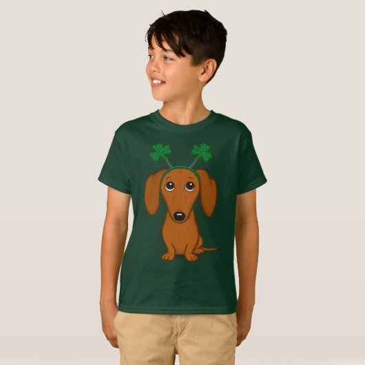 Funny Saint Patrick's Day Hunde Dackel Kleeblatts T-Shirt (Vorne ganz)