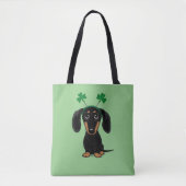 Funny Saint Patrick's Day Hunde Dackel Kleeblatts Tasche (Vorderseite)