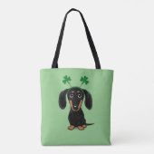 Funny Saint Patrick's Day Hunde Dackel Kleeblatts Tasche (Rückseite)