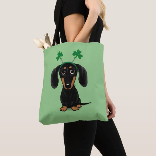 Funny Saint Patrick's Day Hunde Dackel Kleeblatts Tasche (Von Nahem)