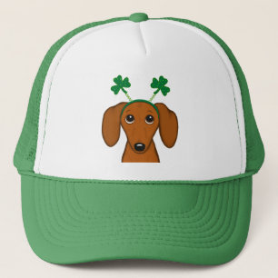 Funny Saint Patrick's Day Hunde Dackel Kleeblatts Truckerkappe