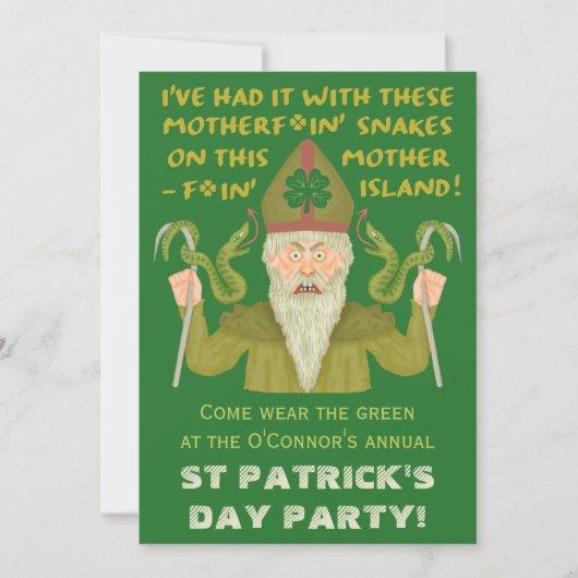 Funny Saint Patrick's Day Schlangen Joke Irish Par Einladung (Vorderseite)