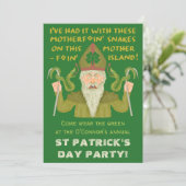 Funny Saint Patrick's Day Schlangen Joke Irish Par Einladung (Stehend Vorderseite)