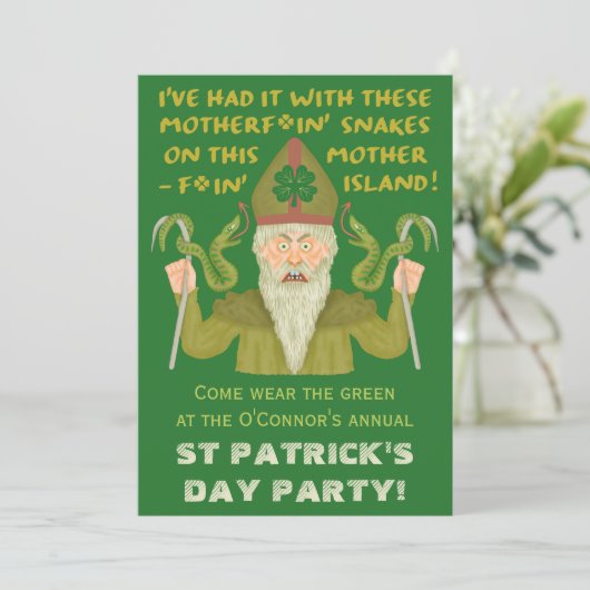 Funny Saint Patrick's Day Schlangen Joke Irish Par Einladung (Stehend Vorderseite)