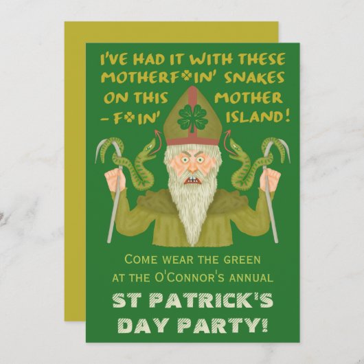 Funny Saint Patrick's Day Schlangen Joke Irish Par Einladung (Vorne/Hinten)