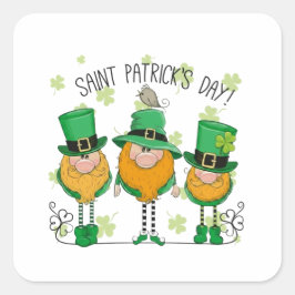 Funny Saint Patrick's Day T-Shirt Irish Shamrock Quadratischer Aufkleber
