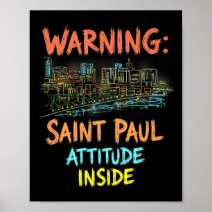 Funny Saint Paul Minnesota Night Skyline Vintag P Poster