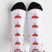 Funny Salami Slice auf einer Gabel Salami Day Socken (Oben)