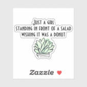 Funny Salat donut Diät essen nur ein Mädchen Aufkleber (Blatt)