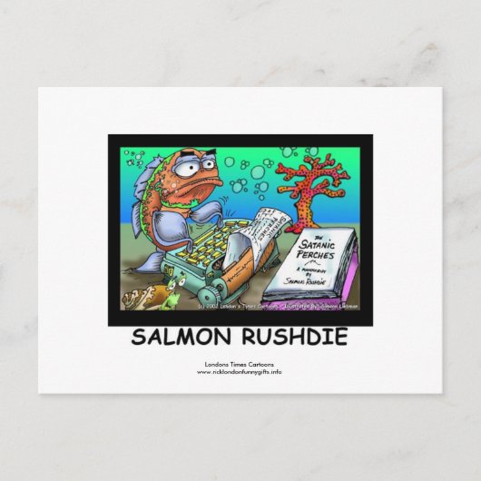 Funny Salman Rushdie Fish Post Cards Set 8 Postkarte (Vorderseite)