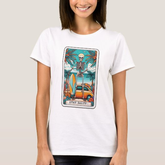 Funny Salty Skeleton Tarot T-Shirt (Vorderseite)