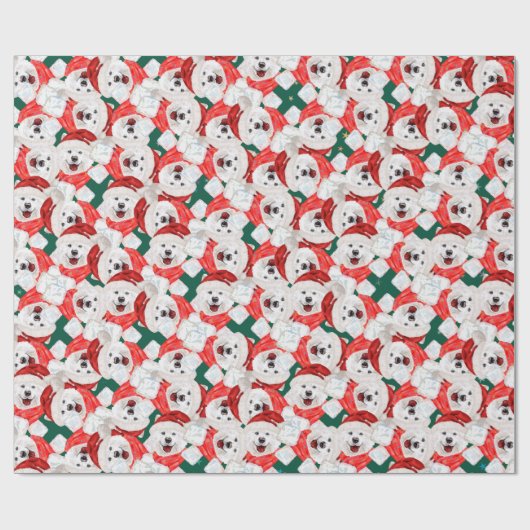Funny Samoyed Christmas Pattern Geschenkpapier (Flach)