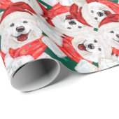 Funny Samoyed Christmas Pattern Geschenkpapier (Rolleneckpunkt)
