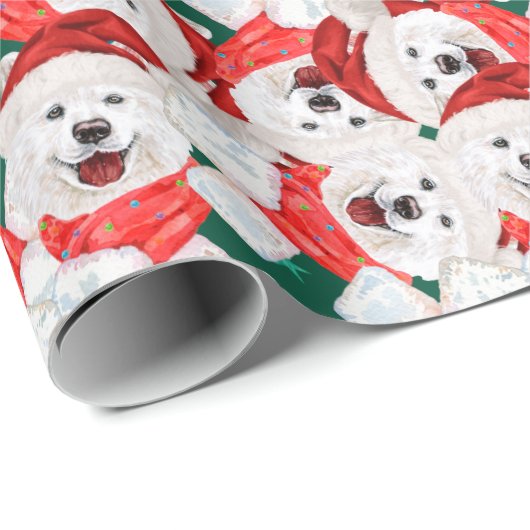 Funny Samoyed Christmas Pattern Geschenkpapier (Rolleneckpunkt)