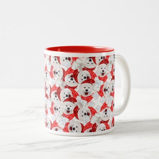 Funny Samoyed Christmas Pattern Zweifarbige Tasse (VorderseiteRechts)