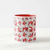Funny Samoyed Christmas Pattern Zweifarbige Tasse (Mittel)