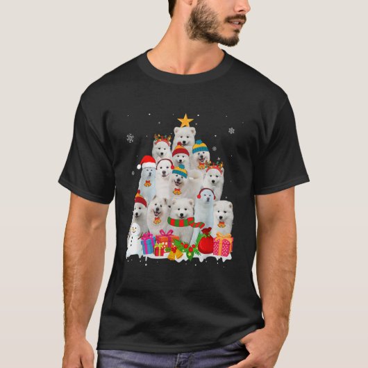 Funny Samoyed Christmas Tree Haustier Hund Lover G T-Shirt (Vorderseite)