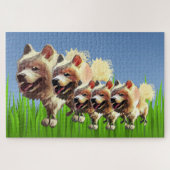 Funny Samoyed Hunde Eltern mit Puzzle (Horizontal)