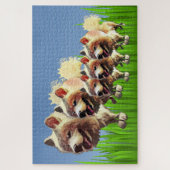 Funny Samoyed Hunde Eltern mit Puzzle (Vertikal)