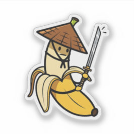Funny Samurai Banana Ronin Cartoon Illustration Aufkleber