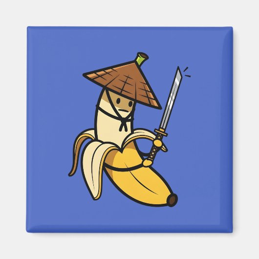 Funny Samurai Banana Ronin Cartoon Illustration Magnet (Vorne)