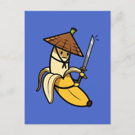 Funny Samurai Banana Ronin Cartoon Illustration Postkarte