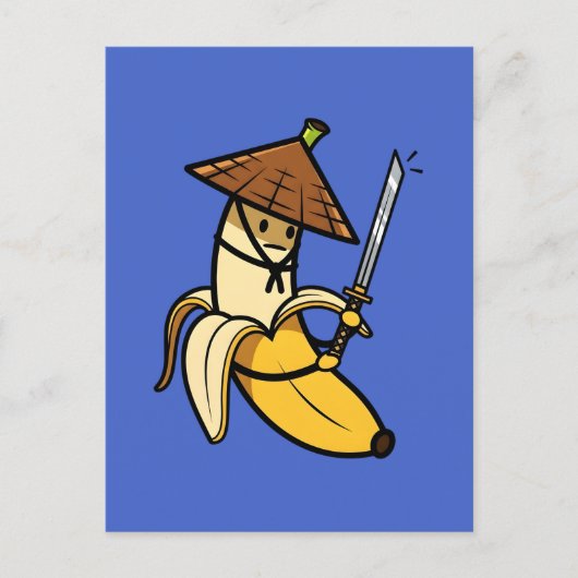 Funny Samurai Banana Ronin Cartoon Illustration Postkarte (Vorderseite)