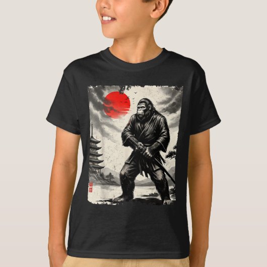 Funny Samurai Bigfoot Japanese Art Graphic Tee Ani (Vorderseite)