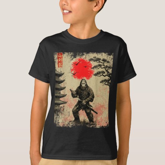 Funny Samurai Bigfoot Japanese Art Graphic Tee Ani (Vorderseite)