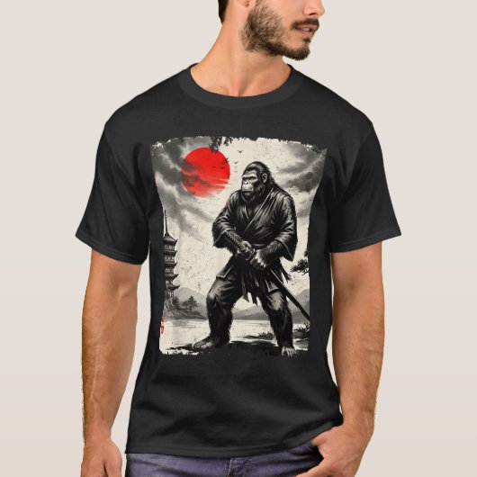 Funny Samurai Bigfoot Japanese Art Graphic Tee Ani (Vorderseite)