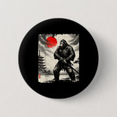 Funny Samurai Bigfoot Japanese Art Graphic Tee Ani Button (Vorderseite)