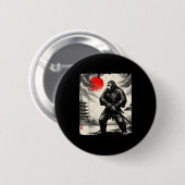 Funny Samurai Bigfoot Japanese Art Graphic Tee Ani Button (Vorne & Hinten)