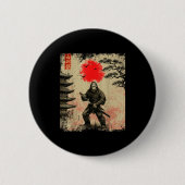 Funny Samurai Bigfoot Japanese Art Graphic Tee Ani Button (Vorderseite)