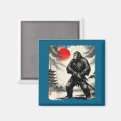 Funny Samurai Bigfoot Japanese Art Graphic Tee Ani Magnet (Vorderseite/Rückseite)