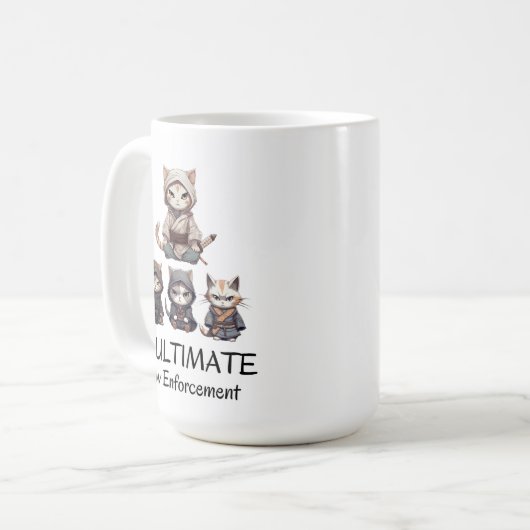 Funny Samurai Cats Die ultimative Strafverfolgung Kaffeetasse (Vorderseite Links)
