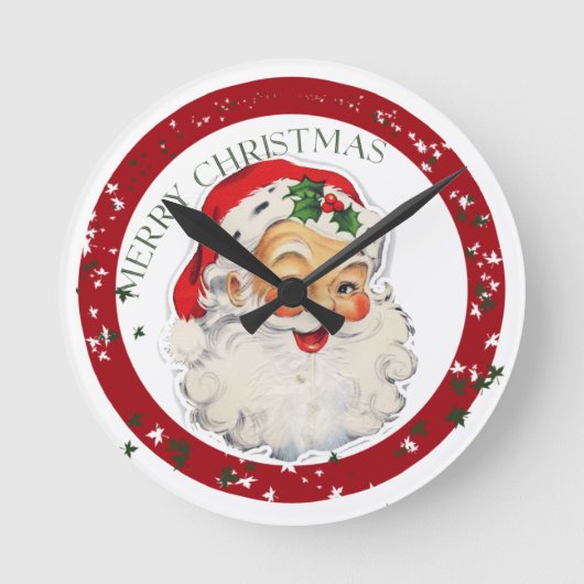 Funny Santa 2 ~ Wall Clock Runde Wanduhr (Vorderseite)