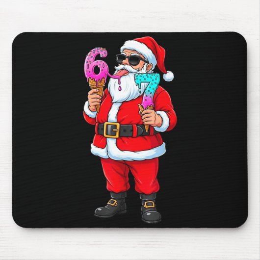 Funny Santa 67 Ice Cream Christmas Drip Xmas Teens Mousepad (Vorne)
