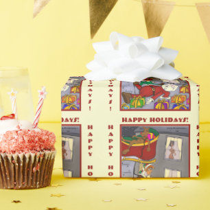 Funny Santa Accident Blassgelbe Wrapper Geschenkpapier